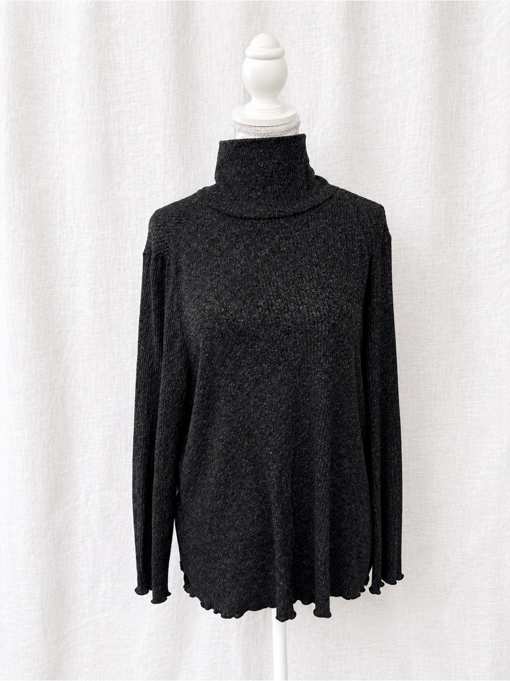 Classic Black Turtleneck Sweater - Soft Ribbed Knit